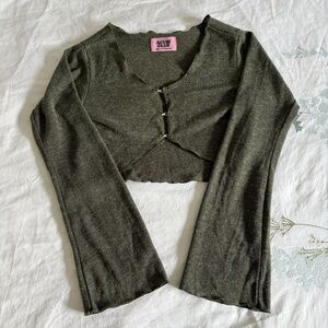 acubi club hook cardigan khaki green